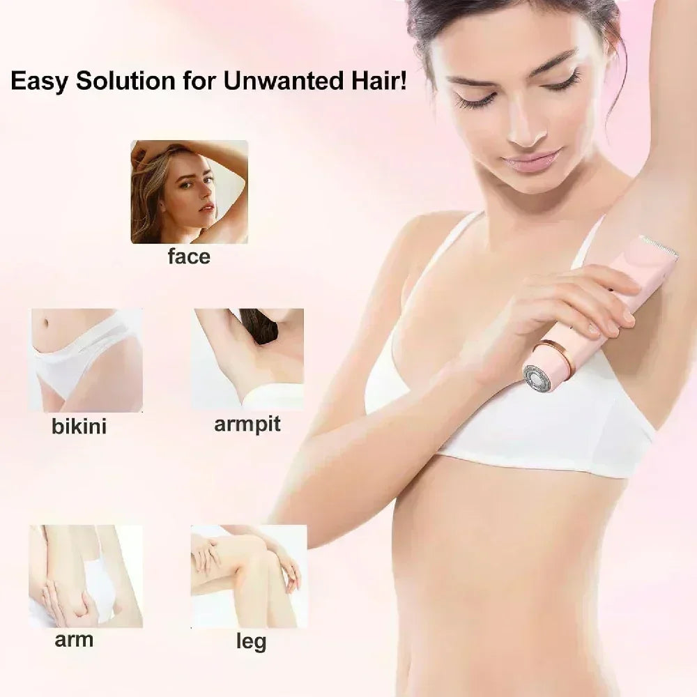 2 in 1 Painless Dual-Head Women Electric Razors Bikini Trimmer Wet and Dry Use Shaver